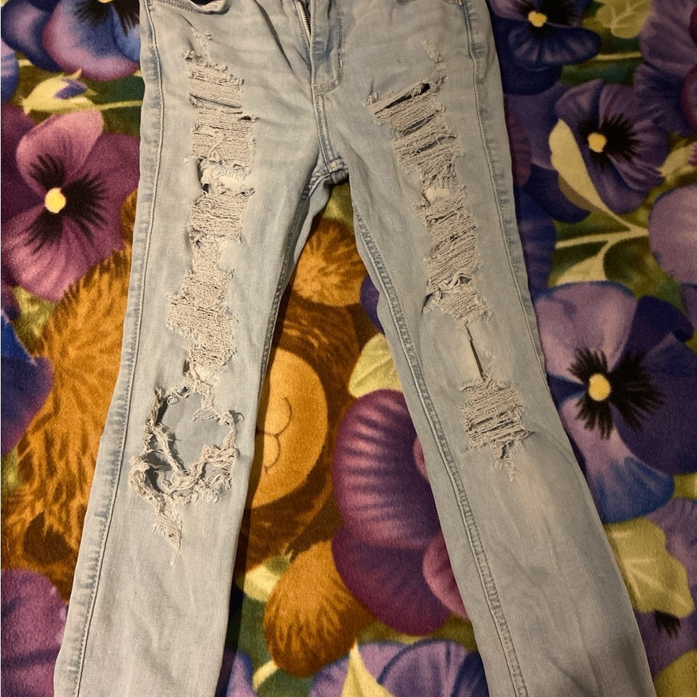 Hollister Light Blue Distressed Skinny Jeans